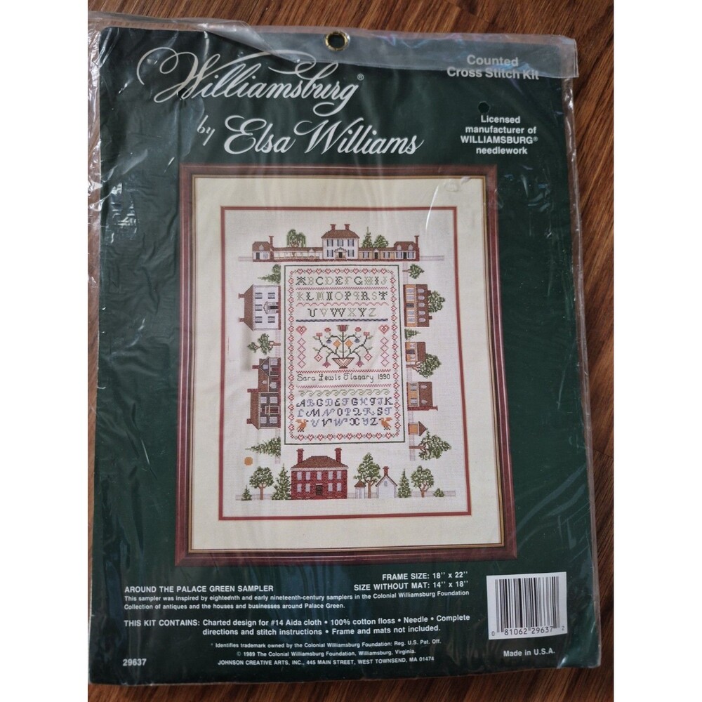 Around The Palace Green Sampler Williamsburg Cross Stitch Kit Elsa Williams